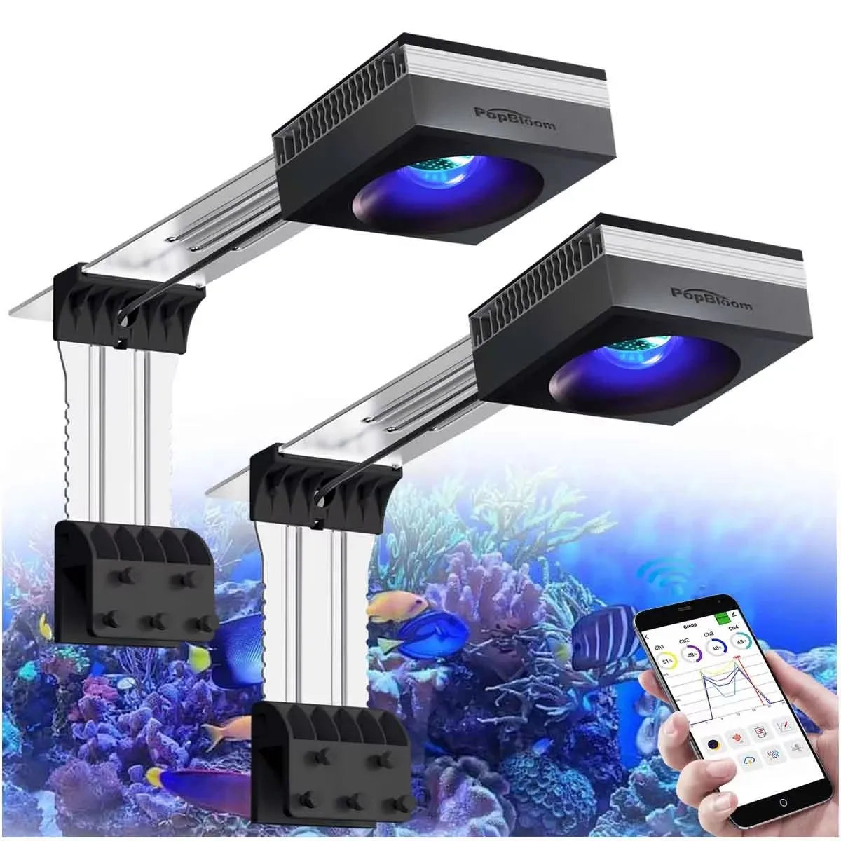 PopBloom Full Spectrum Reef Aquarium WiFi LED Light Panel
