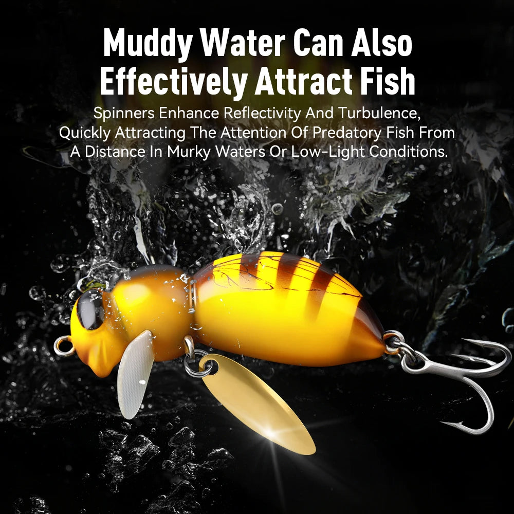 Kingdom 3Pcs Wasp Minnow Lure Floating Wobbler With Spinner