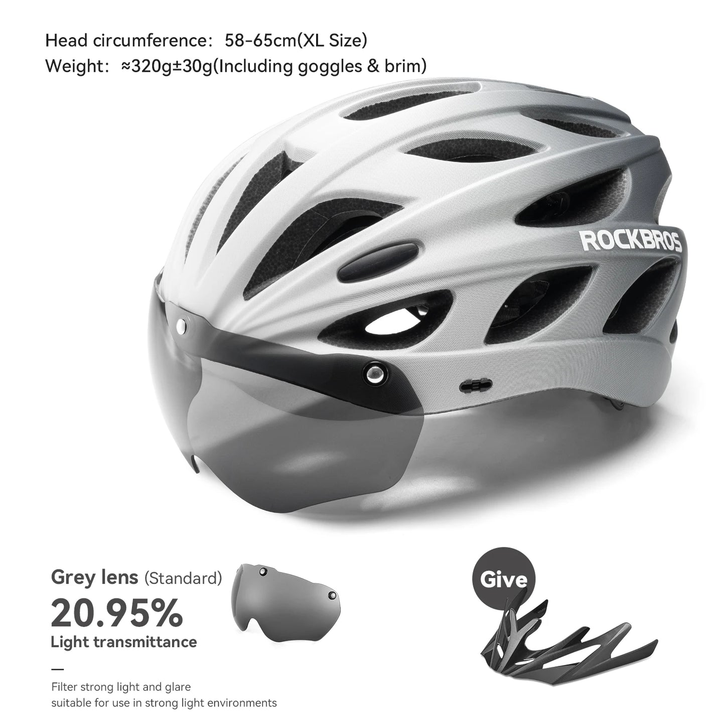 ROCKBROS Lightweight Integrated Cycling Helmet With Goggles For MTB Road
