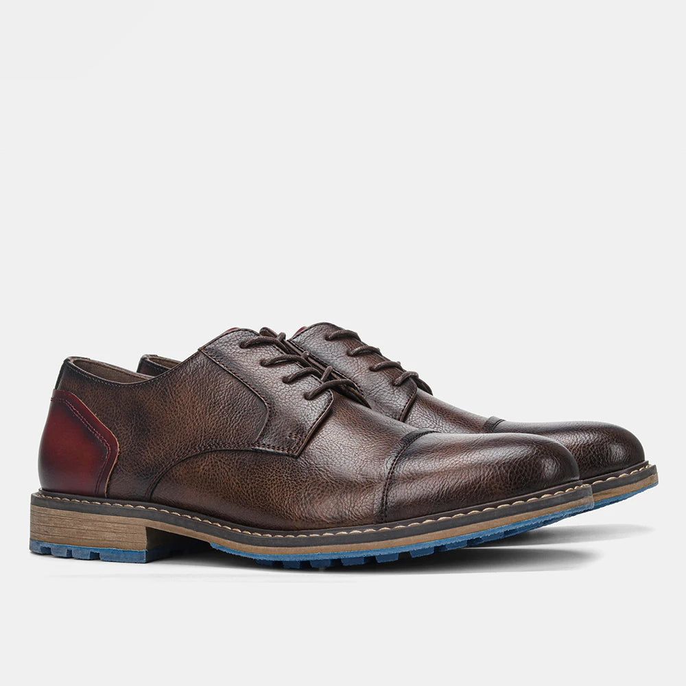 Hecrafted Men's Cap Toe Oxford Leather Shoes