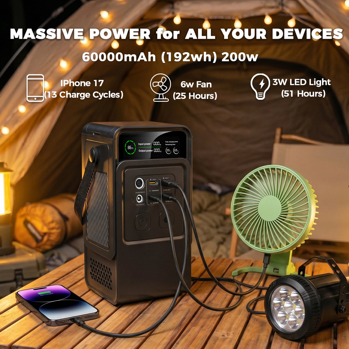 Ctolity 192Wh Lifepo4 Power Station 200W Portable Charger
