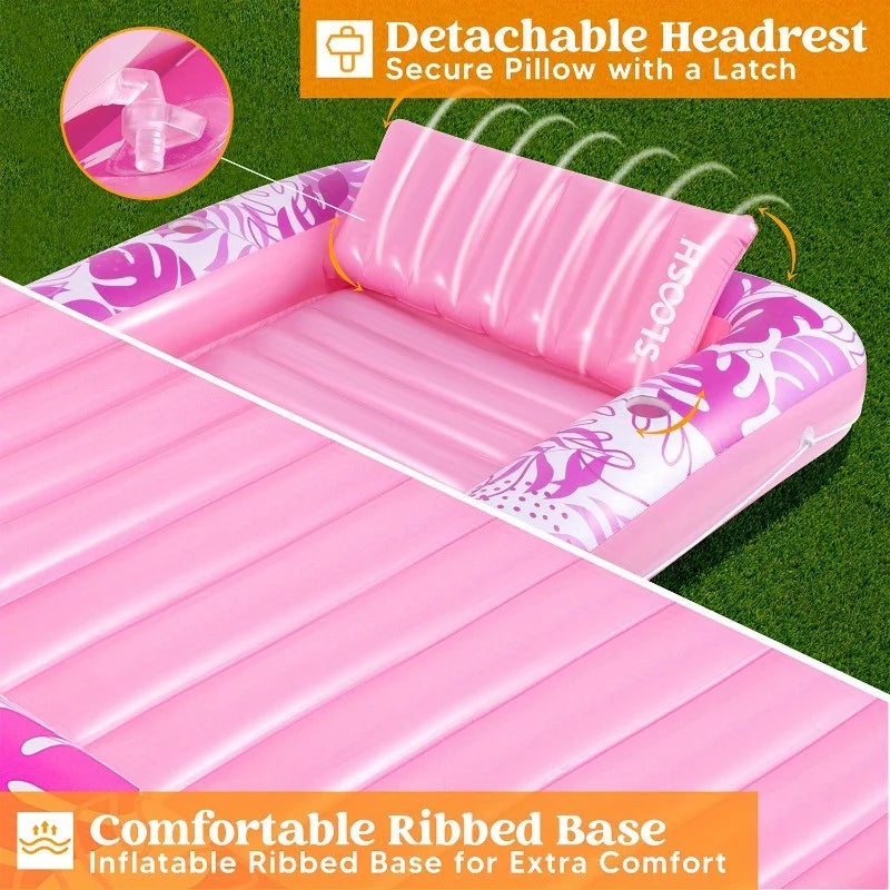 Joyfy Inflatable Pool Lounger Float With Pillow And Headrest