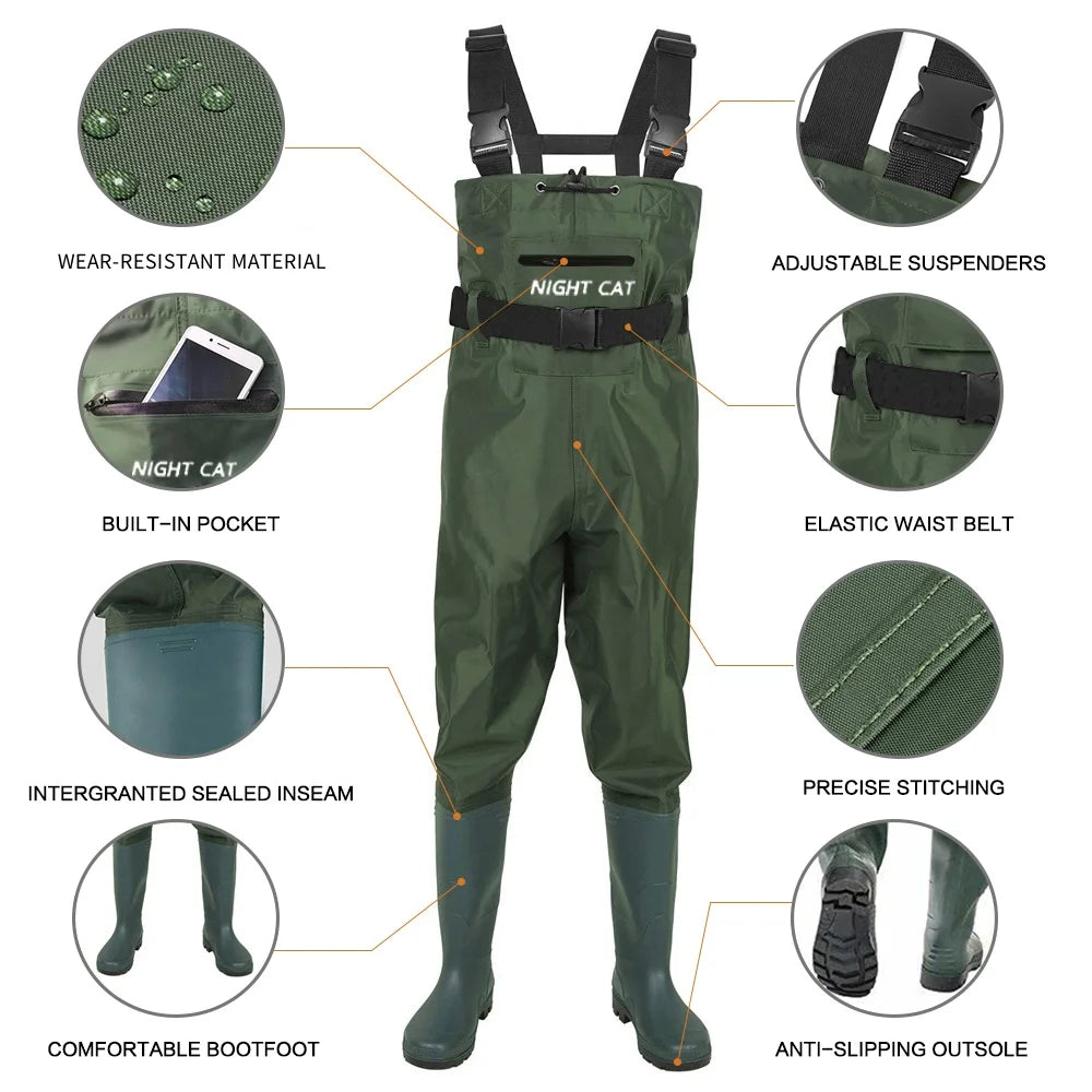 Night Cat Waterproof Chest Wader Boots for Men Women