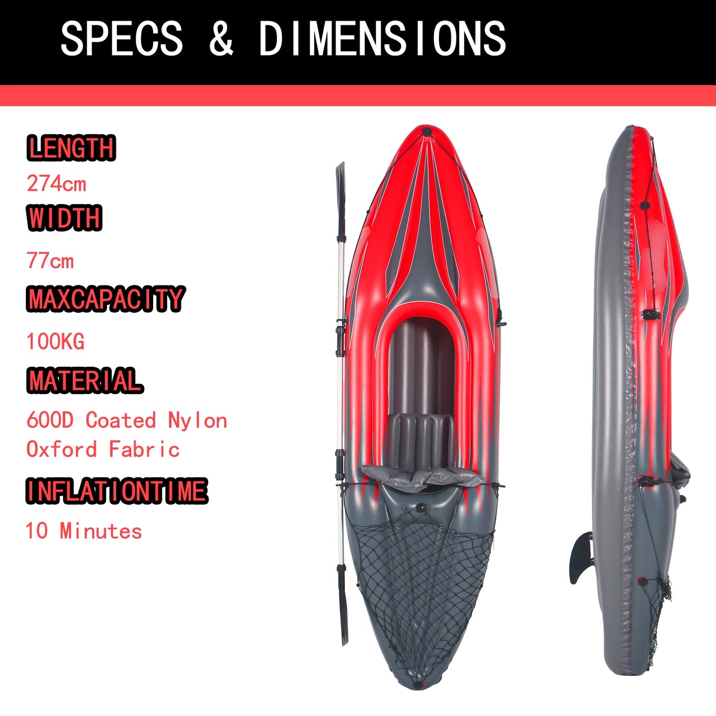 HHSJZWCY Inflatable Kayak Fishing Boat for Lakes and Rivers