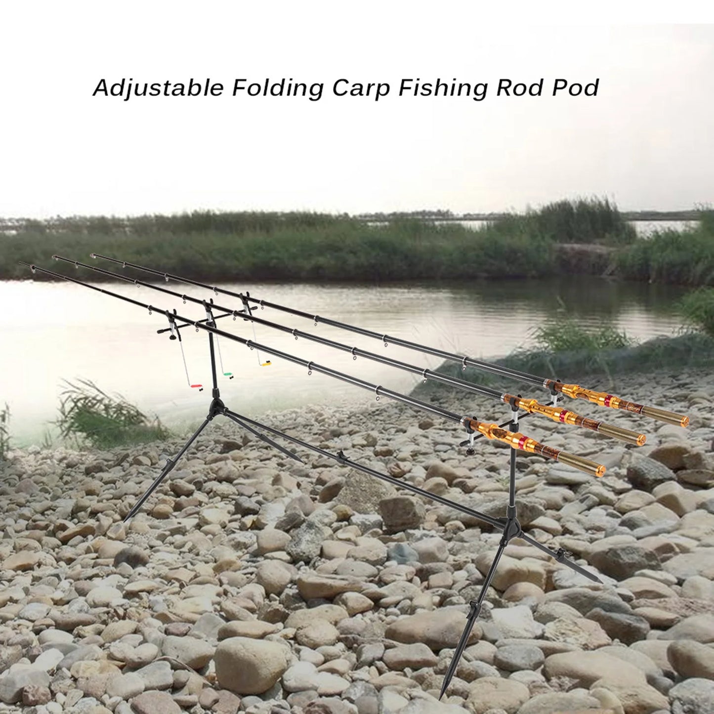 Adjustable Rod Pod Stand With 3 Bite Alarms And Swingers