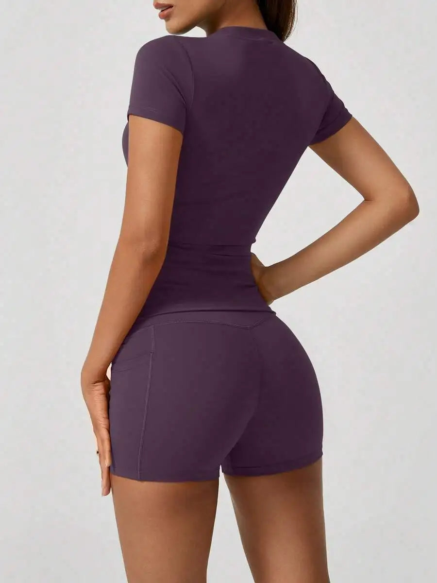 Women's High Waist Sports Shorts Set Tummy Control Butt Lifting