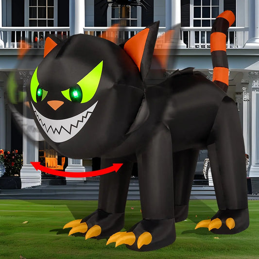 Joyfy Halloween Cat Inflatable With Moving Head LEDs