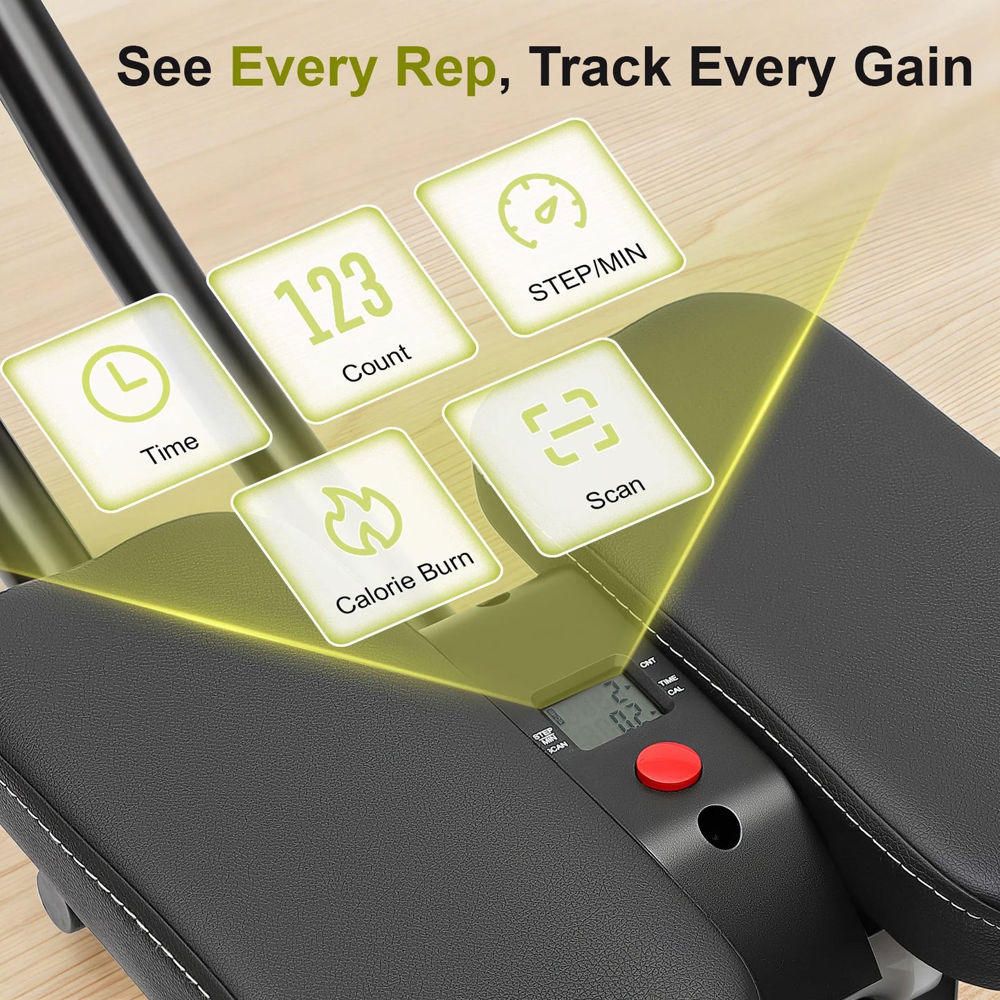 Ab Machine Led Display And 3 Level Adjustable Foldable Gym