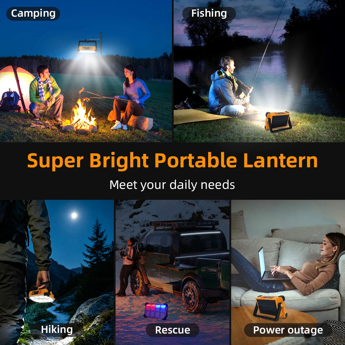 Morglad Solar Rechargeable Led Work Light Portable Outdoor Camping Floodlight