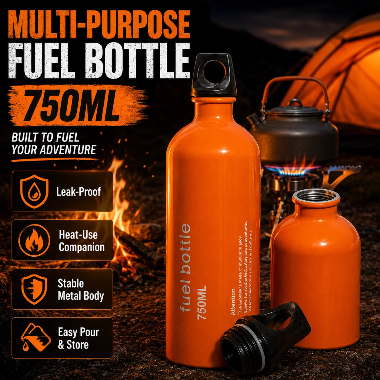 Aluminum Fuel Bottle For Camping And Backpacking Leakproof Lightweight