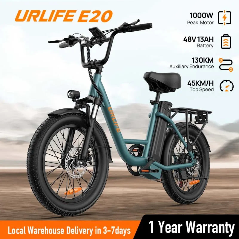 URLIFE E20 1000W Electric Bike Featuring 48V Removable Battery Pack