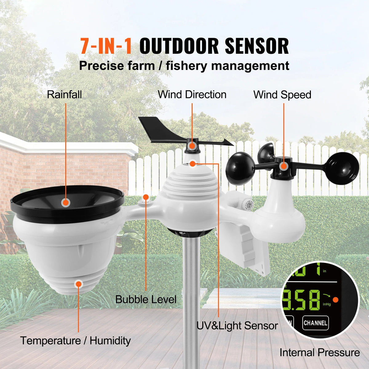 SucceBuy Wi Fi Weather Station Solar Powered Sensor Monitor