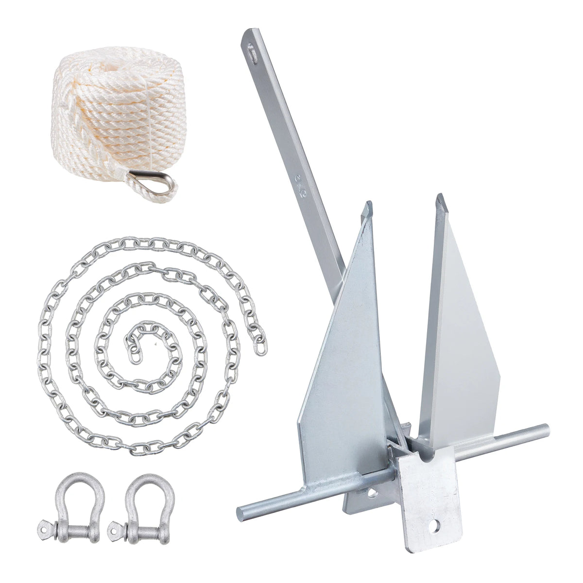 SucceBuy Galvanized Steel Fluke Anchor Kit With Rope And Chain