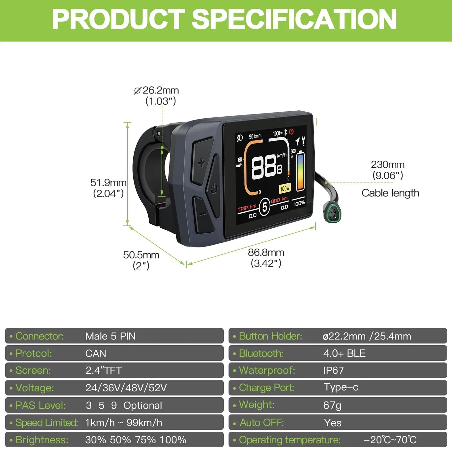 Varstrom EKD01 Electric Bike Display CAN UART Bluetooth Navigation