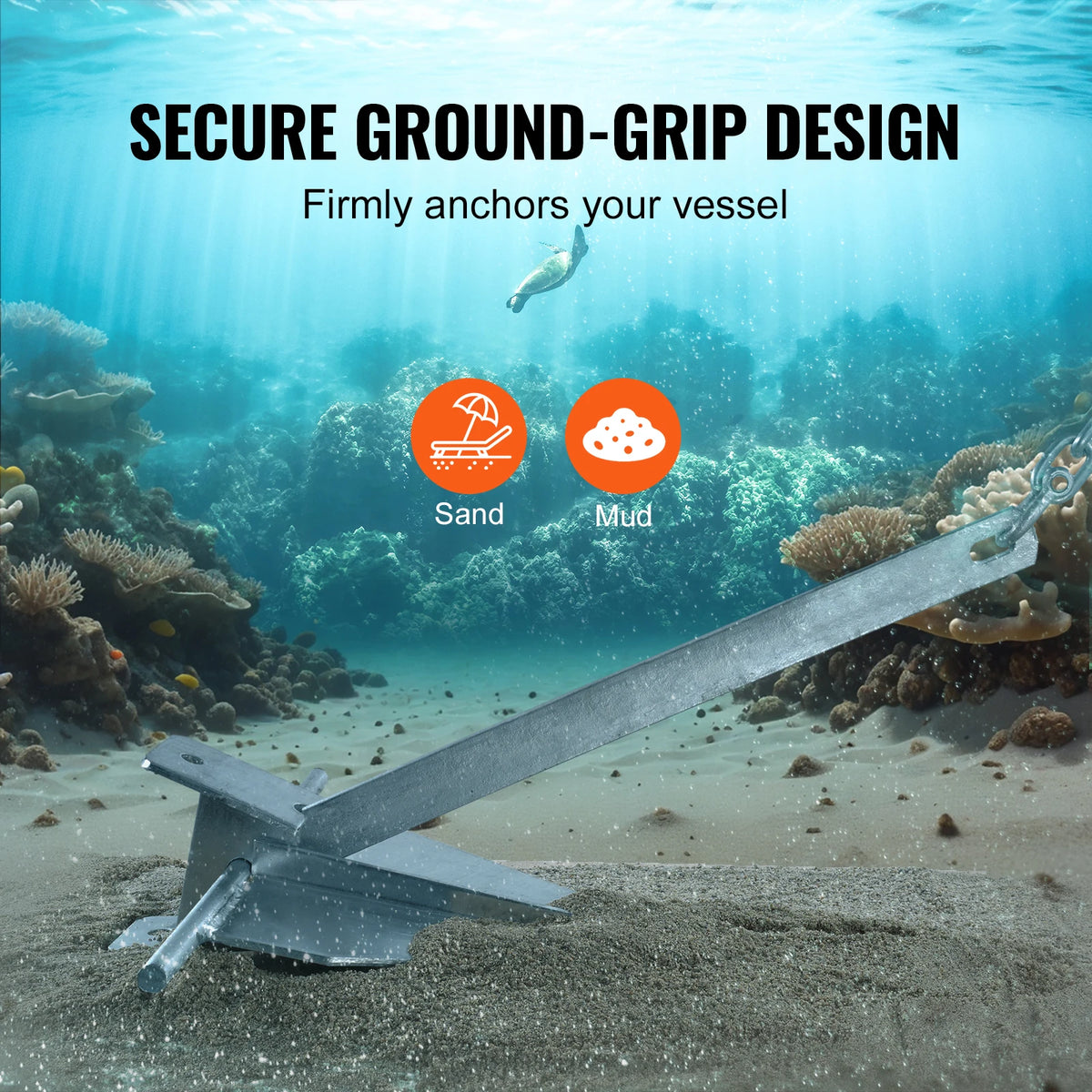 SucceBuy Galvanized Steel Fluke Anchor Kit With Rope And Chain