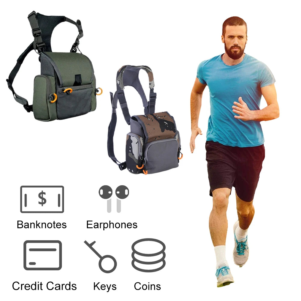 Binocular Harness Chest Pack With Rangefinder Pouch And Rain Cover