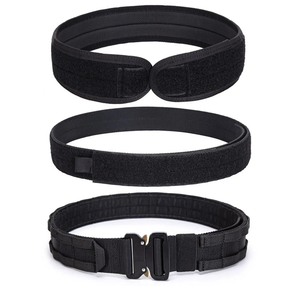 Three Layer Tactical Belt With Quick Release Molle System For Men