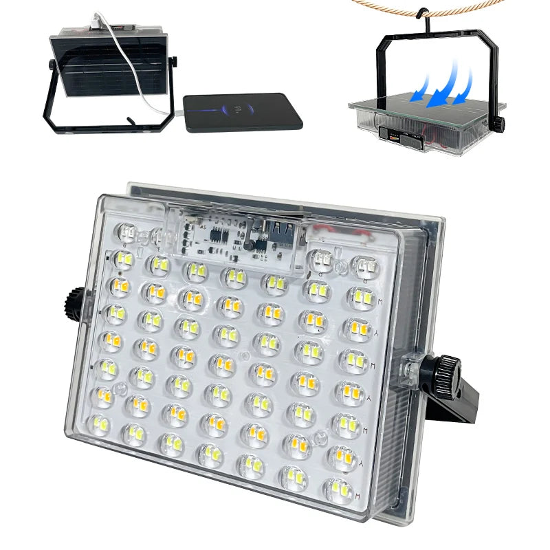 Morglad Solar Rechargeable Led Work Light Portable Outdoor Camping Floodlight