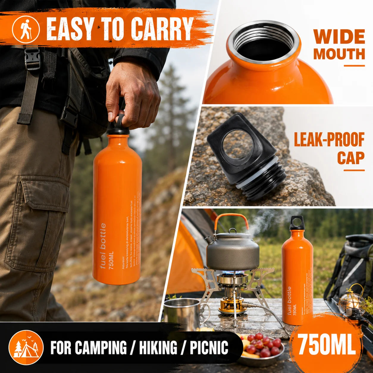 Aluminum Fuel Bottle For Camping And Backpacking Leakproof Lightweight