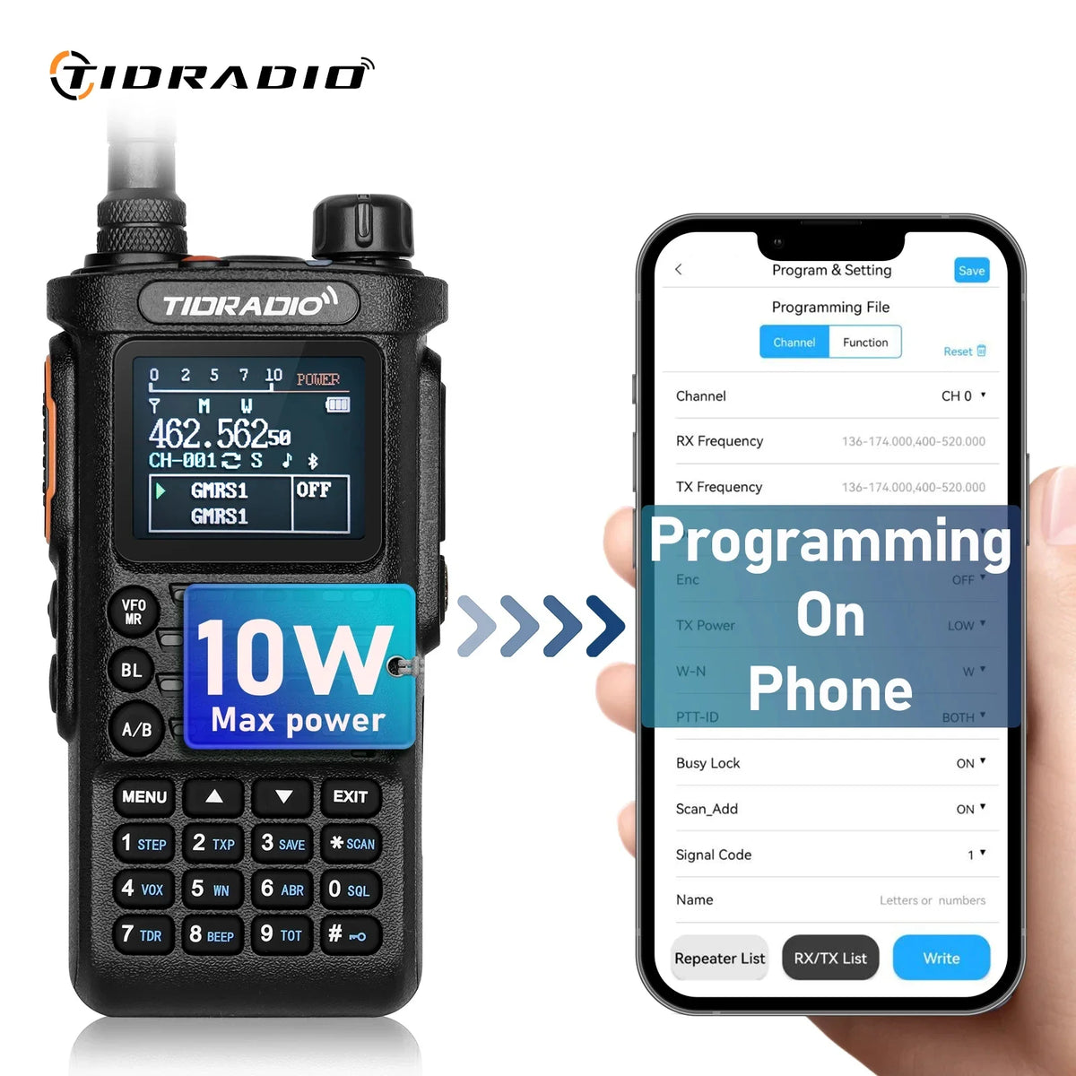 TIDRADIO TD-H8 10W Long Range Two Way Radio Emergency Walkie Talkie