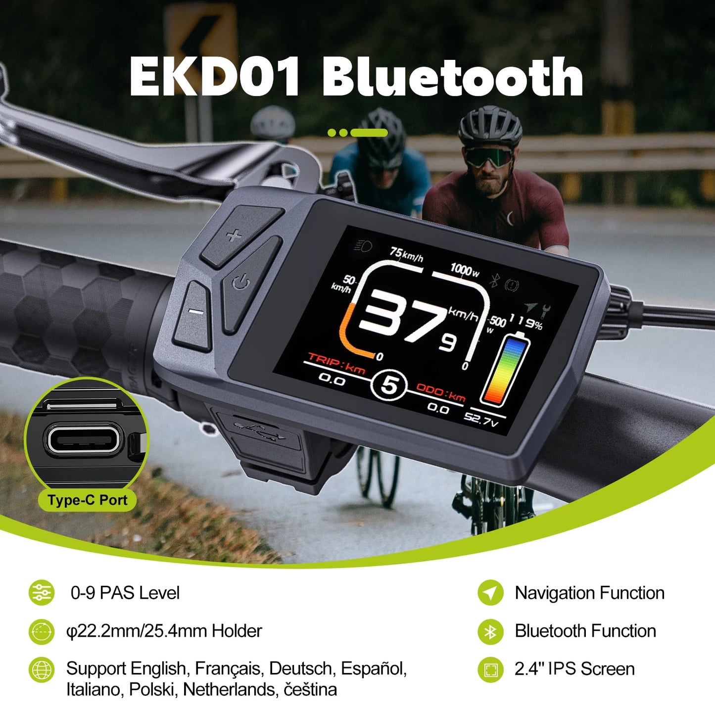 Varstrom EKD01 Electric Bike Display CAN UART Bluetooth Navigation