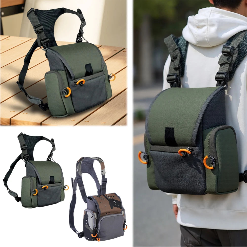 Binocular Harness Chest Pack With Rangefinder Pouch And Rain Cover
