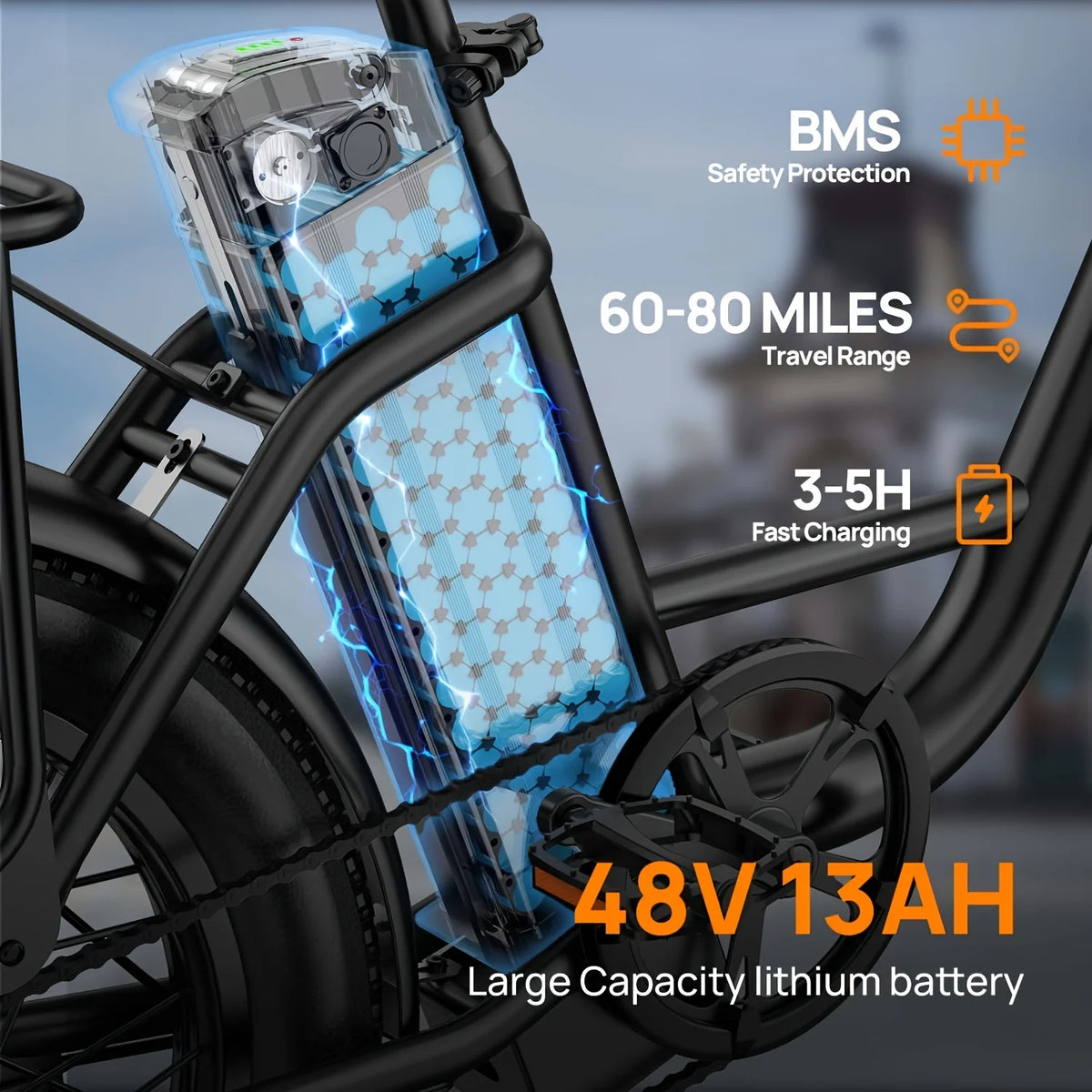 URLIFE E20 1000W Electric Bike Featuring 48V Removable Battery Pack