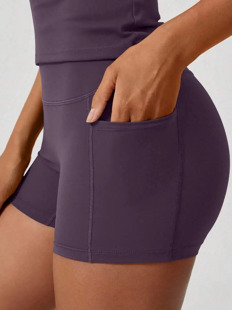 Women's High Waist Sports Shorts Set Tummy Control Butt Lifting