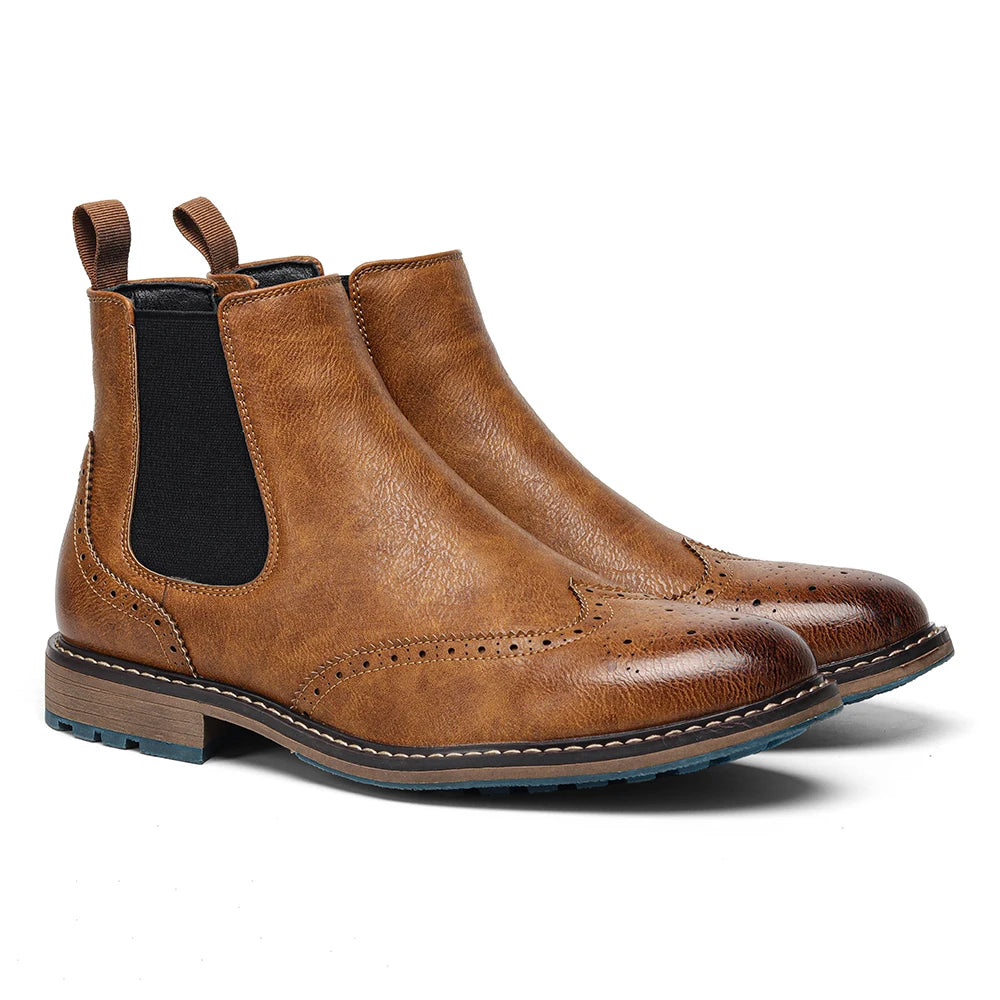 Hecrafted Men Ankle Boots With Zip And Metal Decoration