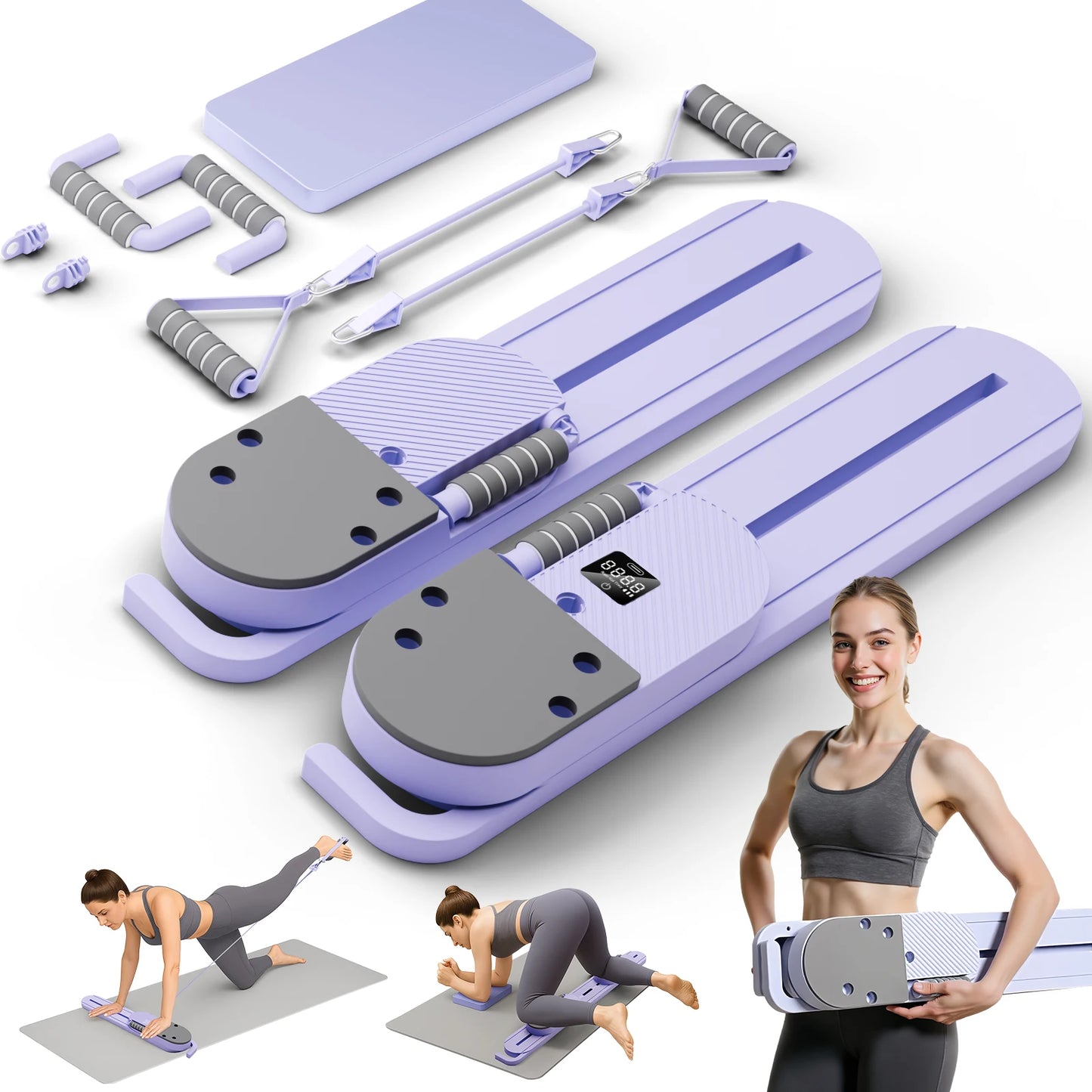 2-In-1 Ab Pilates Board Portable Ski Board For Full-Body Fitness