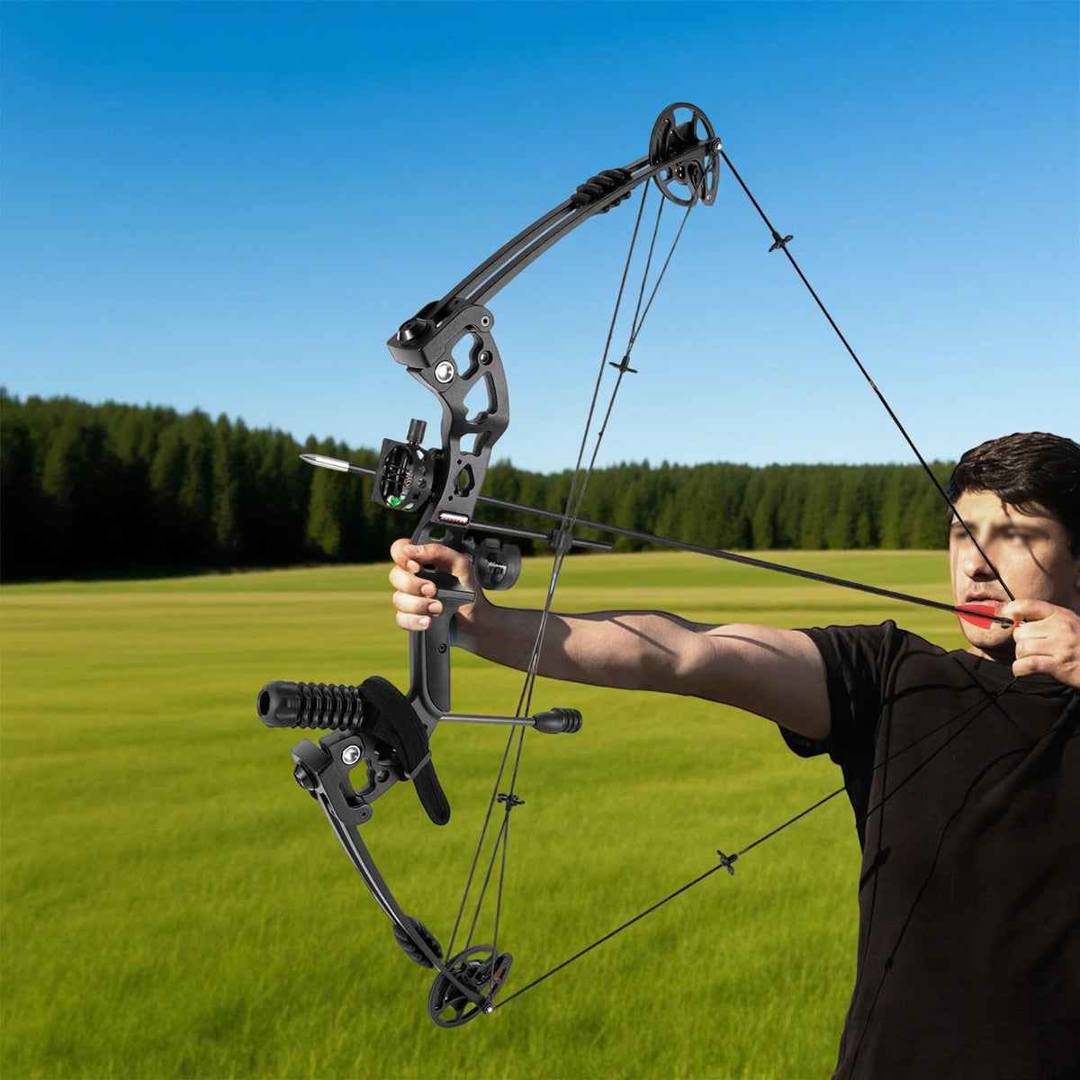 Right Handed Compound Bow Archery Hunting Set With 12 Arrows