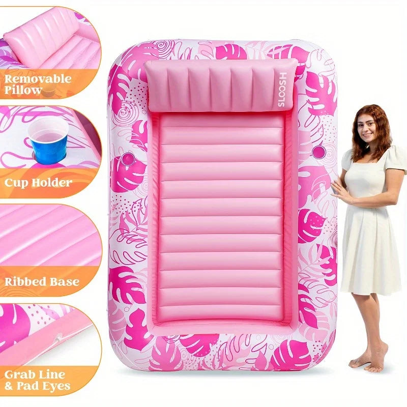 Joyfy Inflatable Pool Lounger Float With Pillow And Headrest