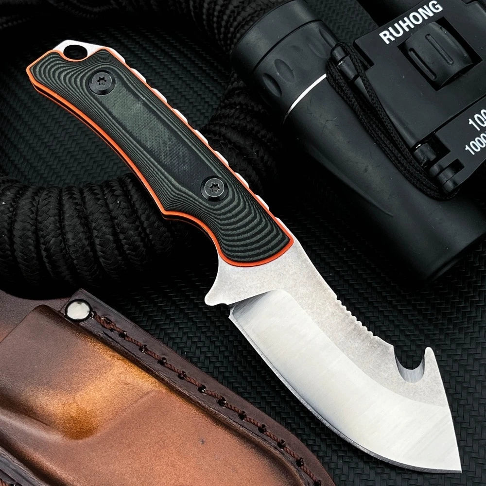 DIY 8Cr13MoV Fixed Blade Knife G10 Handle Outdoor Tactical Survival