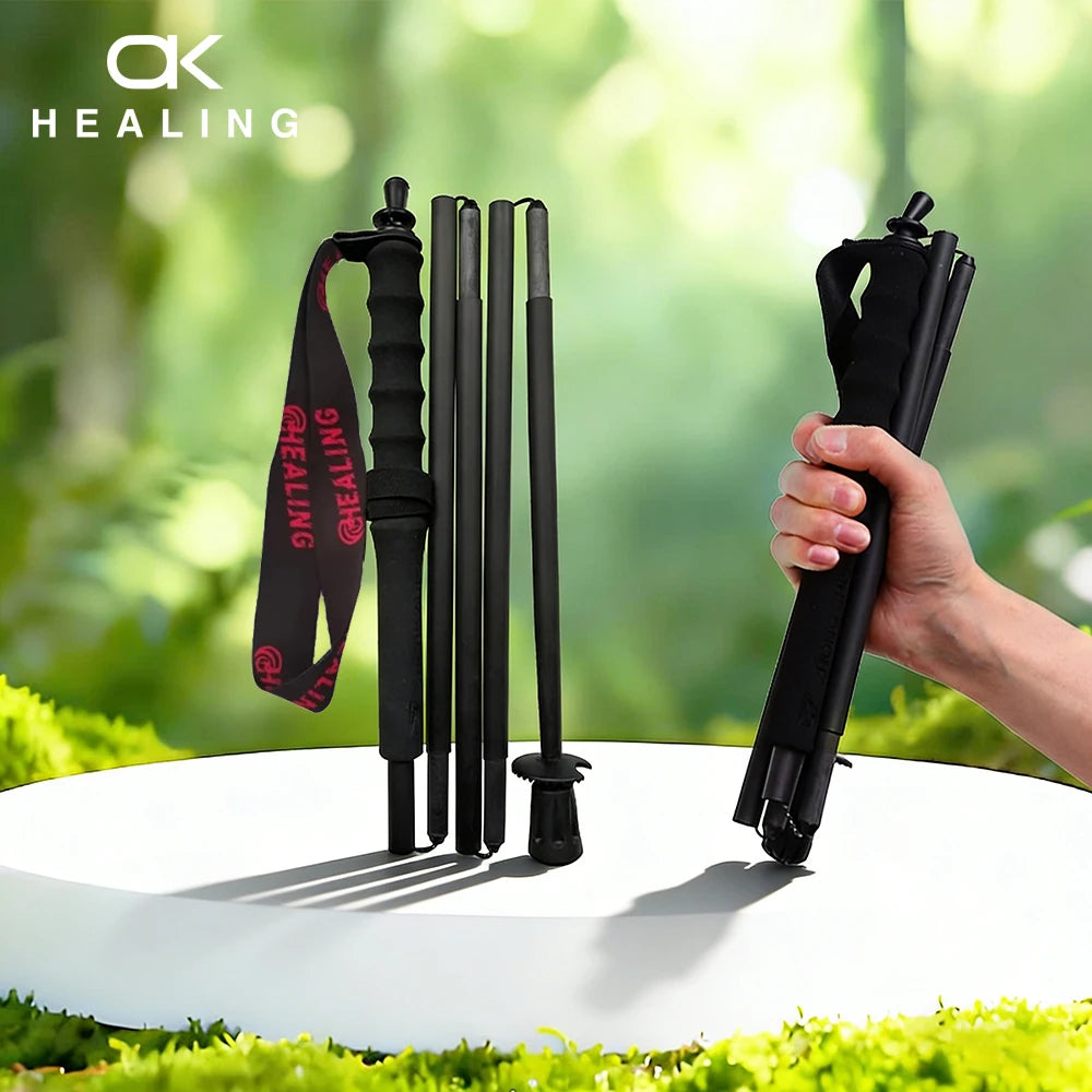 OKHEALING Anti Shock Carbon Fiber Trekking Poles For Hiking