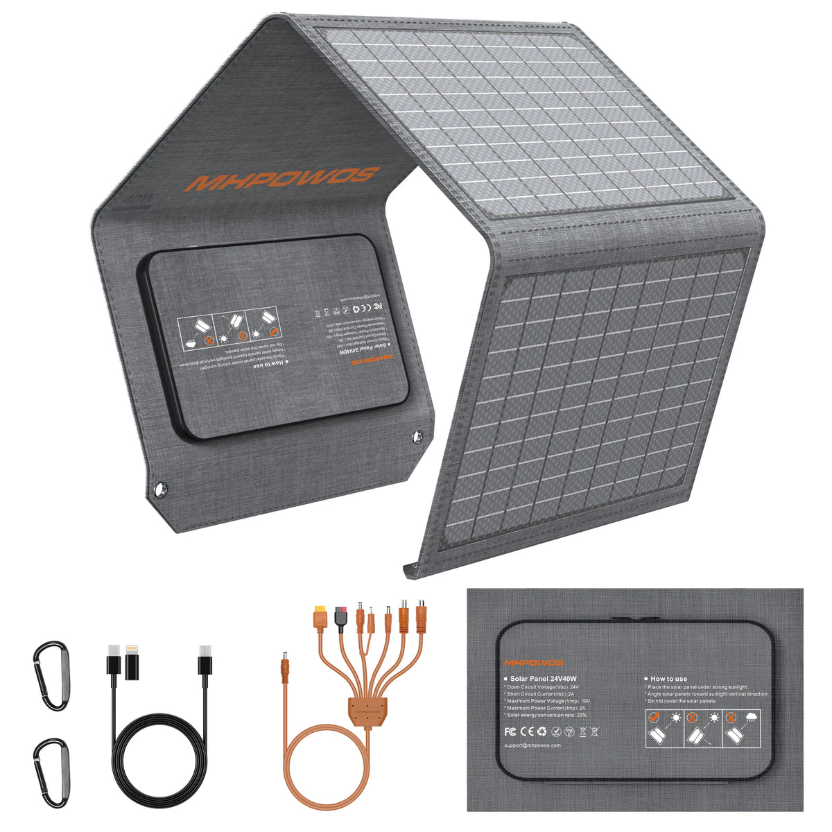 MHPOWOS Foldable Solar Panel Charger With QC3.0 USB Output