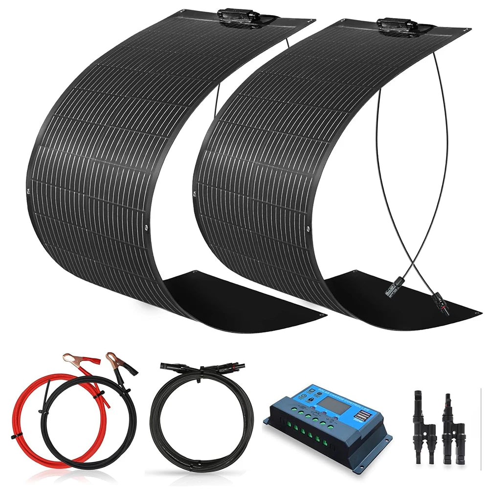 WUZECZ 200W Flexible Monocrystalline Solar Panel Kit Includes Controller