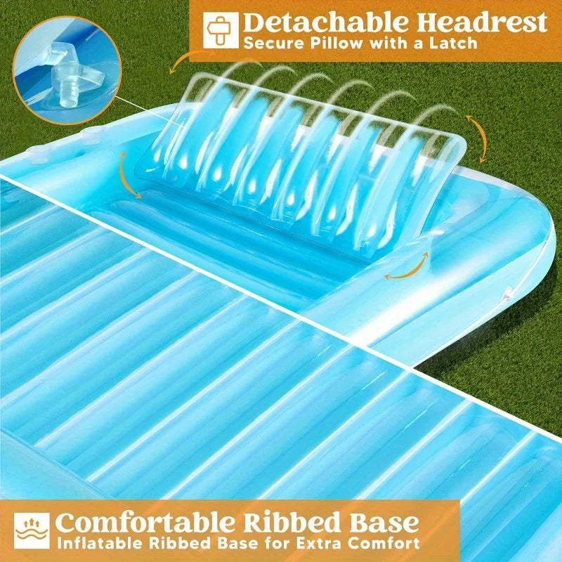 Joyfy Inflatable Tanning Pool Lounger Float With Pillow