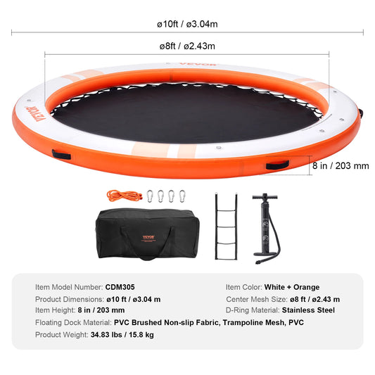 SucceBuy Inflatable Floating Dock Non Slip Platform With Detachable Ladder