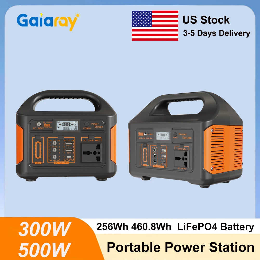 GaiaRay 460.8Wh LiFePO4 Portable Power Station Solar Generator