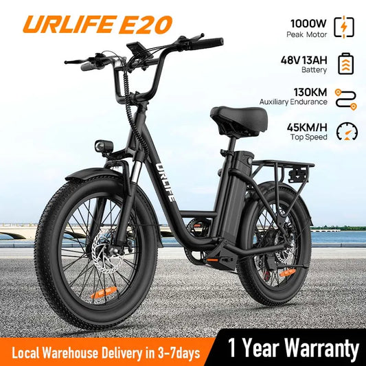 URLIFE E20 1000W Electric Bike Featuring 48V Removable Battery Pack