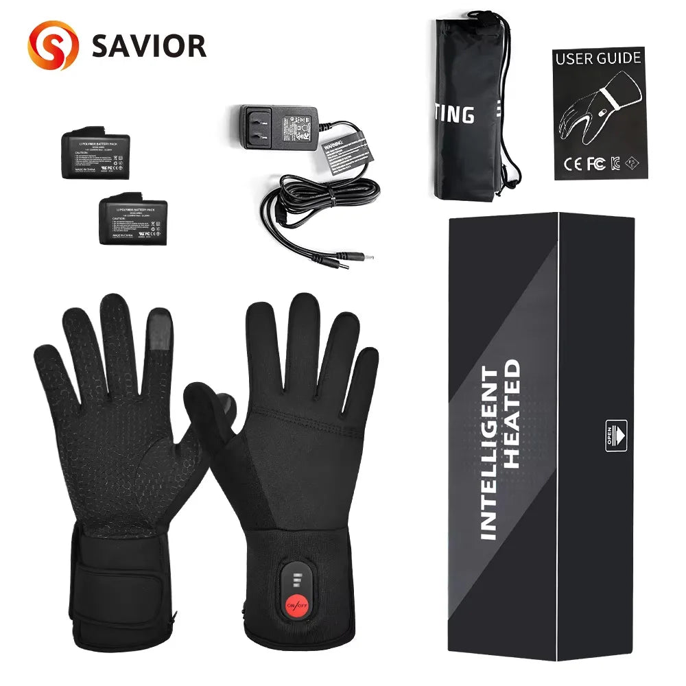 Savior Heat Gloves Electric Rechargeable Touch Screen Winter Skiing Gear
