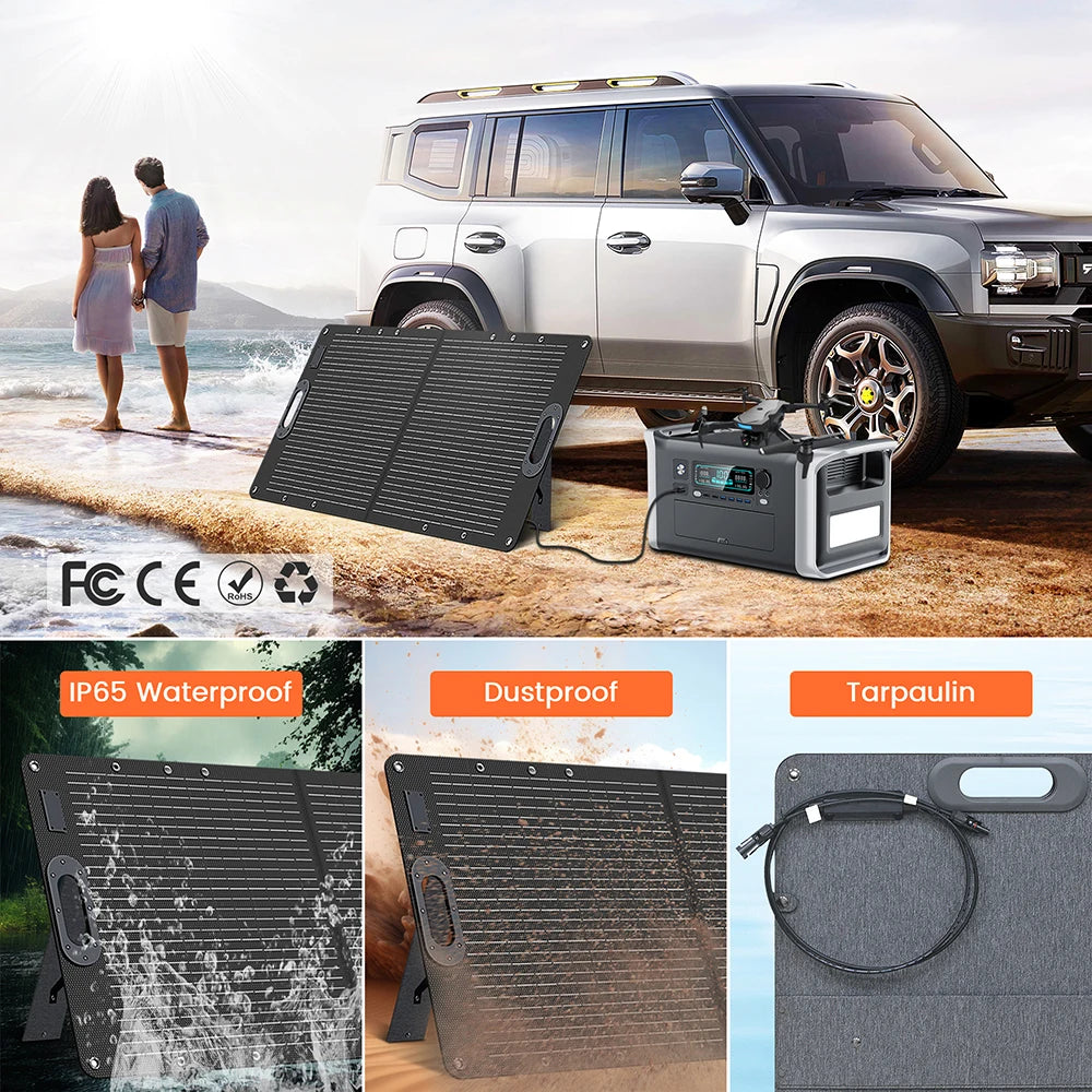 CTOLITY 100W Foldable Solar Panel Portable Outdoor Camping