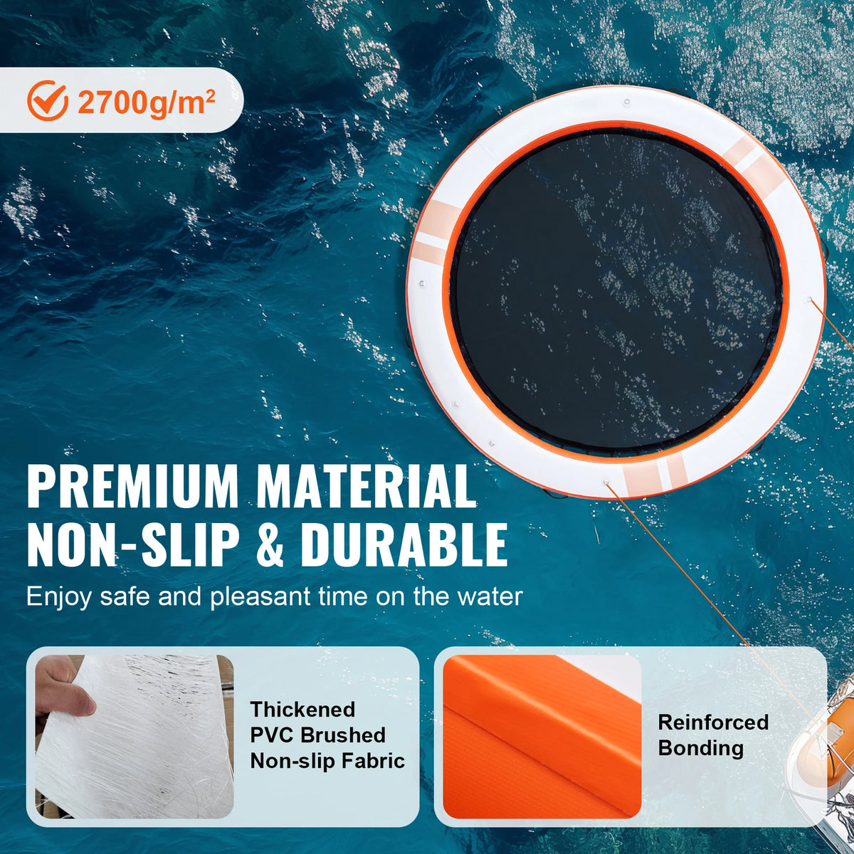 SucceBuy Inflatable Floating Dock Non Slip Platform With Detachable Ladder