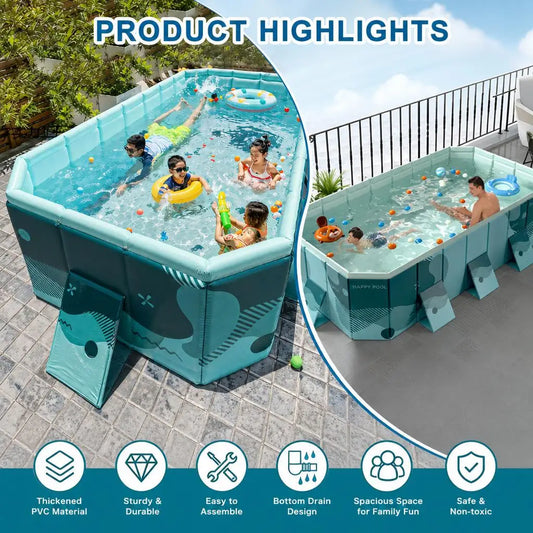 Foldable No Inflatable Family Pool PVC Portable Outdoor Backyard