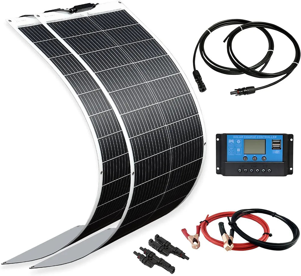 WUZECZ 200W Flexible Monocrystalline Solar Panel Kit Includes Controller