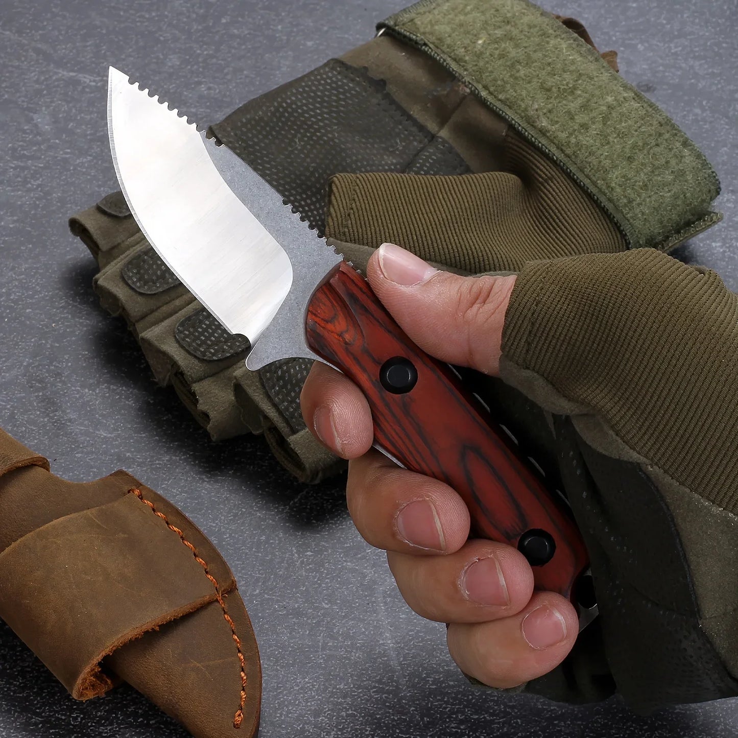 Hunt Hidden Canyon Hunter Fixed Blade Knife 8Cr13Mov Wood Handle