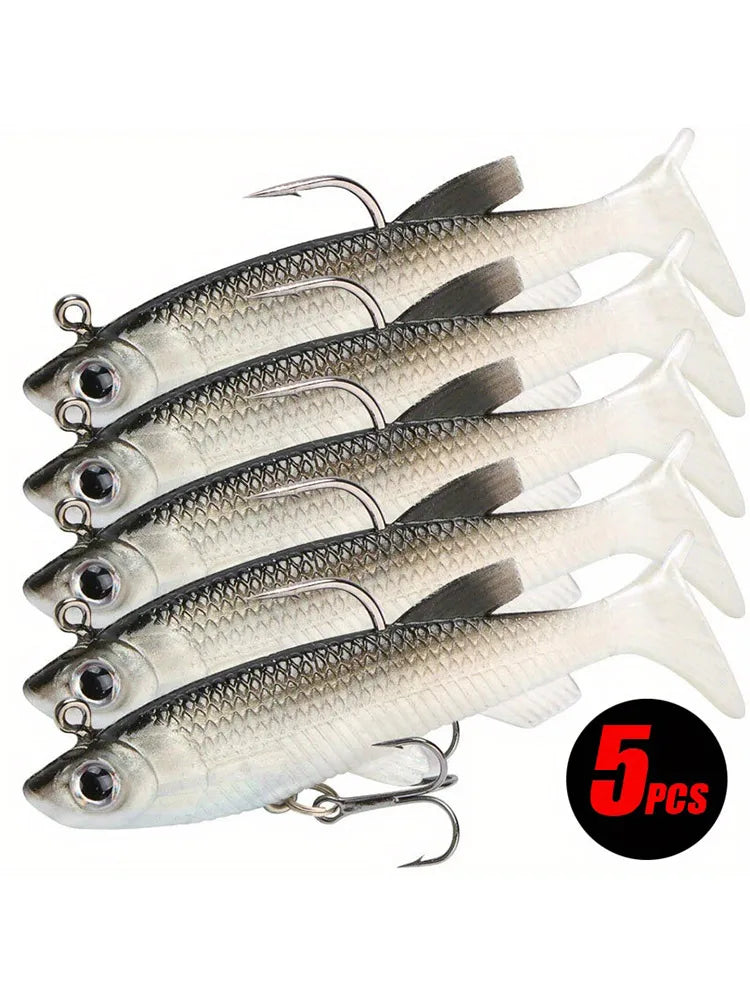 5Pcs Realistic Soft Bait Kit With Sharp Hooks For Fishing