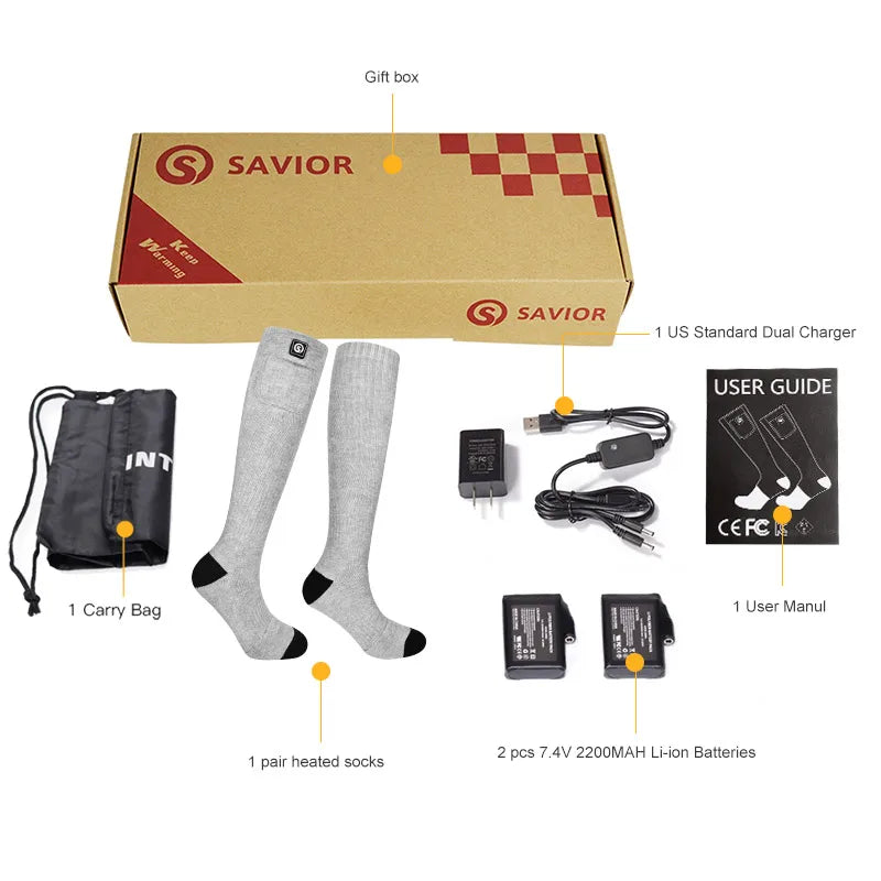 Snow Deer Rechargeable Heated Thermal Cotton Winter Socks