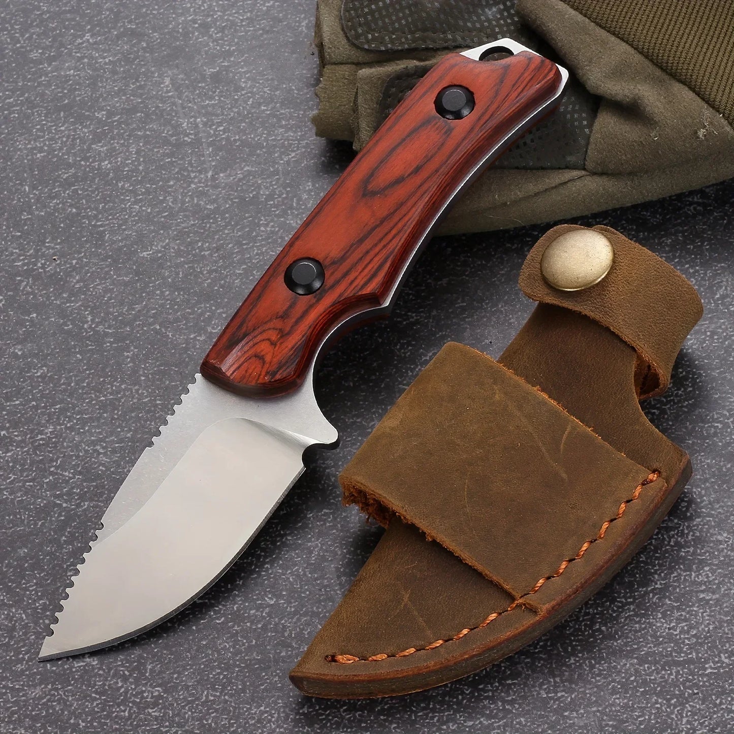 Hunt Hidden Canyon Hunter Fixed Blade Knife 8Cr13Mov Wood Handle