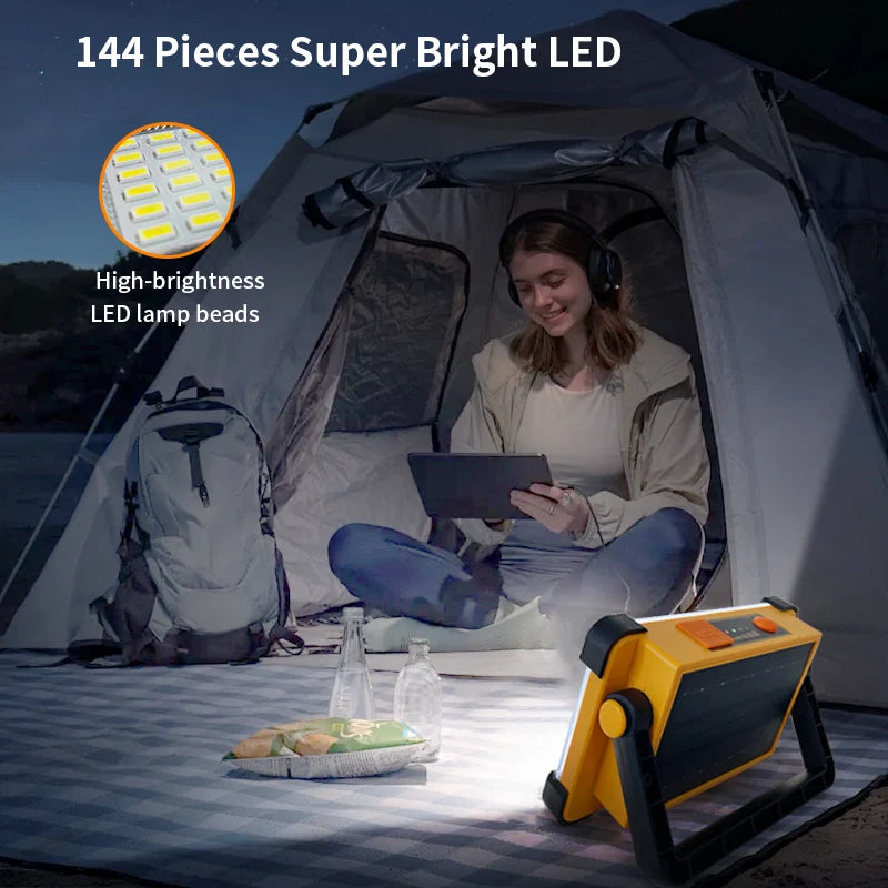 Morglad Solar Rechargeable Led Work Light Portable Outdoor Camping Floodlight